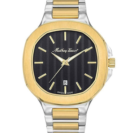 Orologio da uomo Mathey-Tissot Evasion Two Tone in acciaio inossidabile con quadrante nero al quarzo H152BN