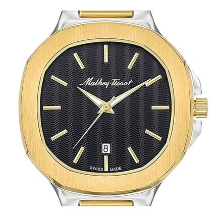 Orologio da uomo Mathey-Tissot Evasion Two Tone in acciaio inossidabile con quadrante nero al quarzo H152BN