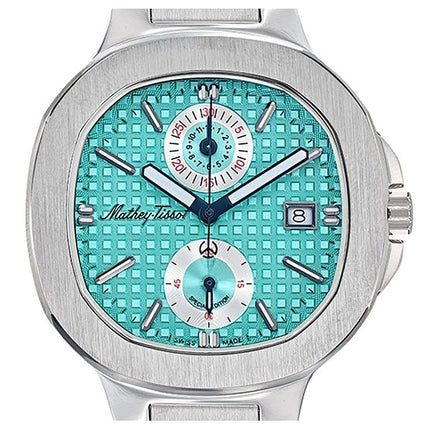Mathey-Tissot Evasion Limited Edition Cronografo Acciaio Inossidabile Quadrante Turchese Quarzo H152CHATIF 100M Orologio da Uomo