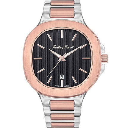 Orologio da uomo Mathey-Tissot Evasion Two Tone in acciaio inossidabile con quadrante nero al quarzo H152RN