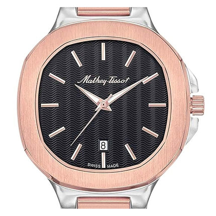 Orologio da uomo Mathey-Tissot Evasion Two Tone in acciaio inossidabile con quadrante nero al quarzo H152RN