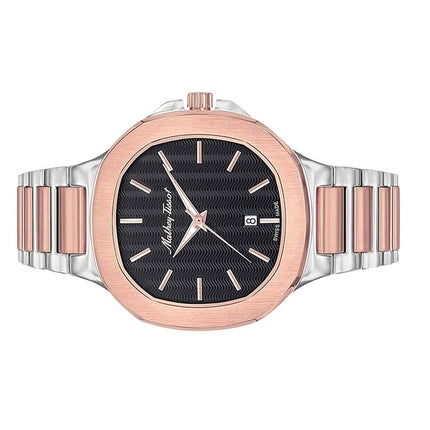 Orologio da uomo Mathey-Tissot Evasion Two Tone in acciaio inossidabile con quadrante nero al quarzo H152RN