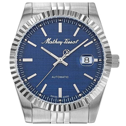Orologio da uomo Mathey-Tissot Mathy III in acciaio inossidabile con quadrante blu automatico H1810ATABU