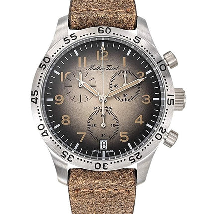 Orologio da uomo Mathey-Tissot Type 21 Flyback Chronograph cinturino in pelle quadrante marrone al quarzo H1821CHALM