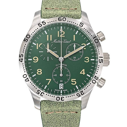 Orologio da uomo Mathey-Tissot Type 21 Flyback Chronograph cinturino in pelle quadrante verde al quarzo H1821CHALV