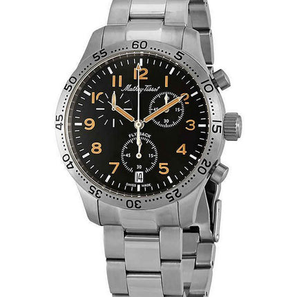 Orologio da uomo Mathey-Tissot Type 21 Flyback Chronograph in acciaio inossidabile con quadrante nero al quarzo H1821CHANO