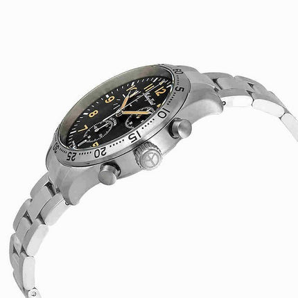 Orologio da uomo Mathey-Tissot Type 21 Flyback Chronograph in acciaio inossidabile con quadrante nero al quarzo H1821CHANO