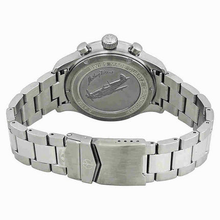 Orologio da uomo Mathey-Tissot Type 21 Flyback Chronograph in acciaio inossidabile con quadrante nero al quarzo H1821CHANO