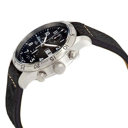 Orologio da uomo Mathey-Tissot Type 21 cronografo in vera pelle quadrante nero automatico H1821CHATLNG