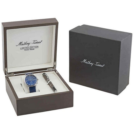 Mathey-Tissot Edmond Chronograph Limited Edition quadrante blu automatico H1886CHATABU orologio da uomo con set regalo