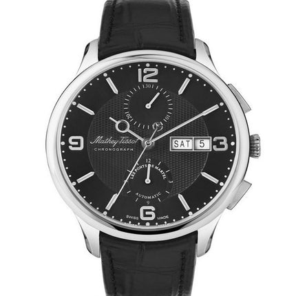 Orologio da uomo Mathey-Tissot Edmond cronografo in edizione limitata con cinturino in pelle quadrante nero automatico H1886CHAT