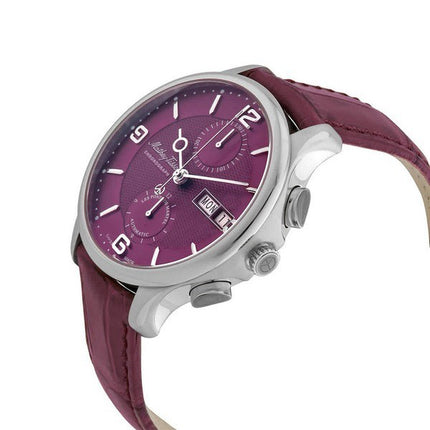 Mathey-Tissot Edmond Cronografo cinturino in pelle quadrante viola automatico H1886CHATAR orologio da uomo con set regalo