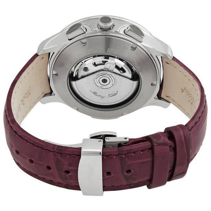 Mathey-Tissot Edmond Cronografo cinturino in pelle quadrante viola automatico H1886CHATAR orologio da uomo con set regalo