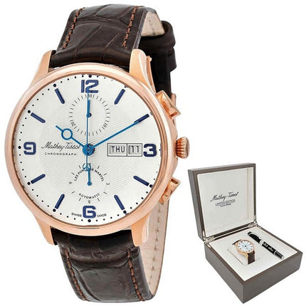 Orologio da uomo Mathey-Tissot Edmond Chronograph Limited Edition quadrante bianco automatico H1886CHATPI con set regalo