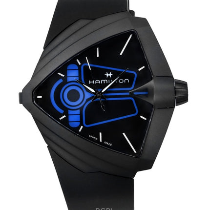 Orologio da uomo Hamilton Ventura XXL Bright Dune Limited Edition con cinturino in gomma e quadrante nero al quarzo H24614330