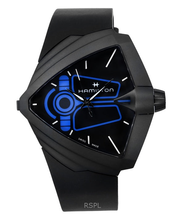 Orologio da uomo Hamilton Ventura XXL Bright Dune Limited Edition con cinturino in gomma e quadrante nero al quarzo H24614330