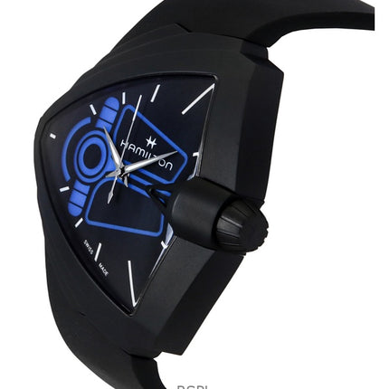 Orologio da uomo Hamilton Ventura XXL Bright Dune Limited Edition con cinturino in gomma e quadrante nero al quarzo H24614330