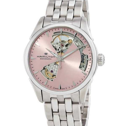 Orologio da donna Hamilton Jazzmaster in acciaio inossidabile rosa con quadrante Open Heart automatico H32215170