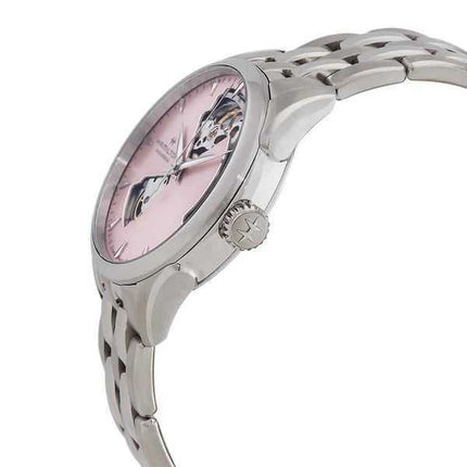 Orologio da donna Hamilton Jazzmaster in acciaio inossidabile rosa con quadrante Open Heart automatico H32215170