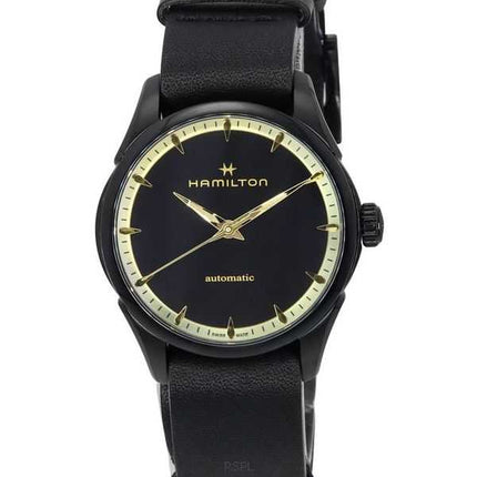 Orologio unisex Hamilton Jazzmaster cinturino in pelle quadrante nero automatico H32255730