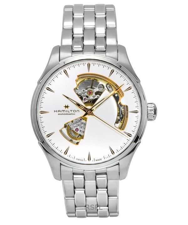 Orologio da uomo Hamilton Jazzmaster in acciaio inossidabile con quadrante a cuore aperto e automatico H32675151