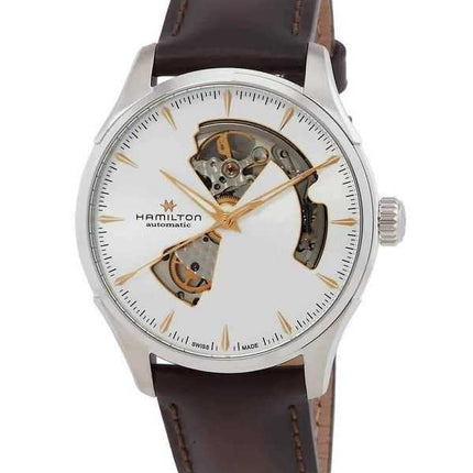 Orologio da uomo Hamilton Jazzmaster cinturino in pelle argento quadrante Open Heart automatico H32675551