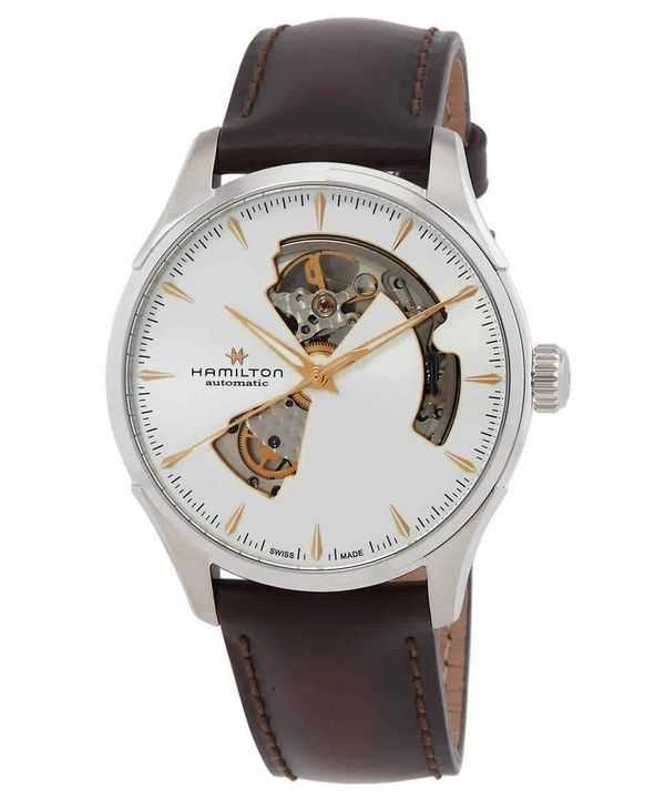 Orologio da uomo Hamilton Jazzmaster cinturino in pelle argento quadrante Open Heart automatico H32675551