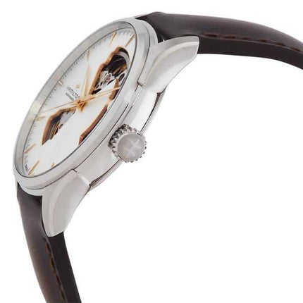 Orologio da uomo Hamilton Jazzmaster cinturino in pelle argento quadrante Open Heart automatico H32675551