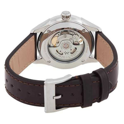Orologio da uomo Hamilton Jazzmaster cinturino in pelle argento quadrante Open Heart automatico H32675551