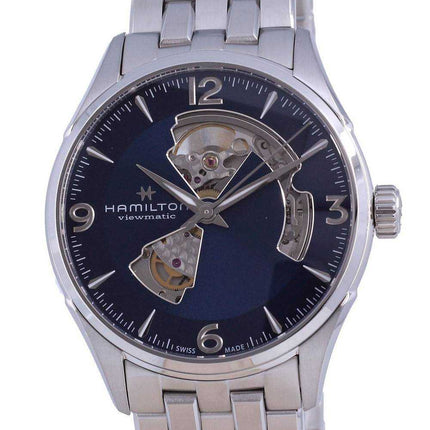Orologio da uomo automatico Hamilton Jazzmaster in acciaio inossidabile a cuore aperto H32705141