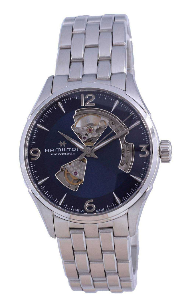 Orologio da uomo automatico Hamilton Jazzmaster in acciaio inossidabile a cuore aperto H32705141