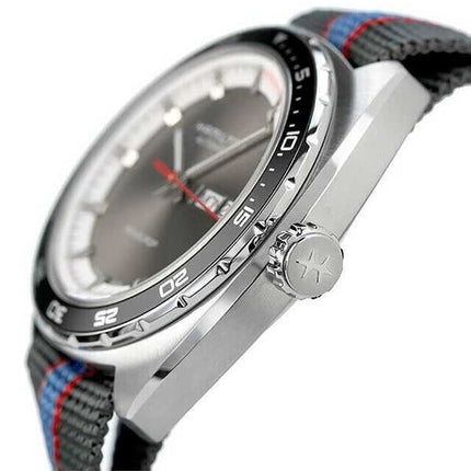 Orologio da uomo Hamilton American Classic Pan Europ con cinturino in tessuto quadrante grigio automatico H35415982