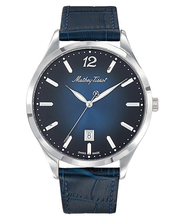 Orologio da uomo Mathey-Tissot Urban Leather quadrante blu al quarzo H411ABU