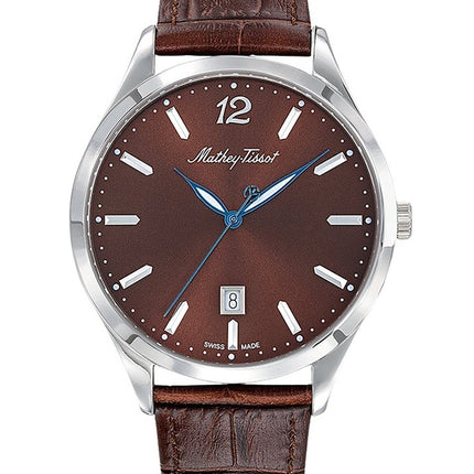 Orologio da uomo Mathey-Tissot Urban con cinturino in pelle e quadrante marrone al quarzo H411AM