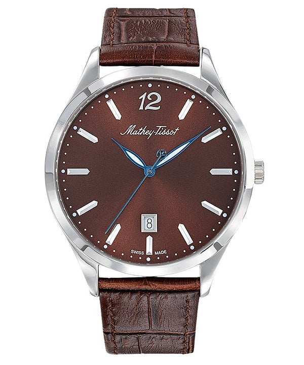Orologio da uomo Mathey-Tissot Urban con cinturino in pelle e quadrante marrone al quarzo H411AM