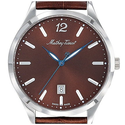 Orologio da uomo Mathey-Tissot Urban con cinturino in pelle e quadrante marrone al quarzo H411AM