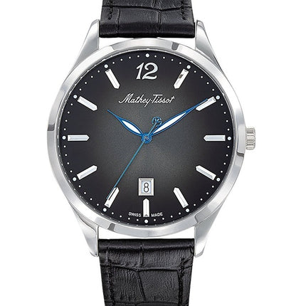 Orologio da uomo Mathey-Tissot Urban con cinturino in pelle e quadrante nero al quarzo H411AN