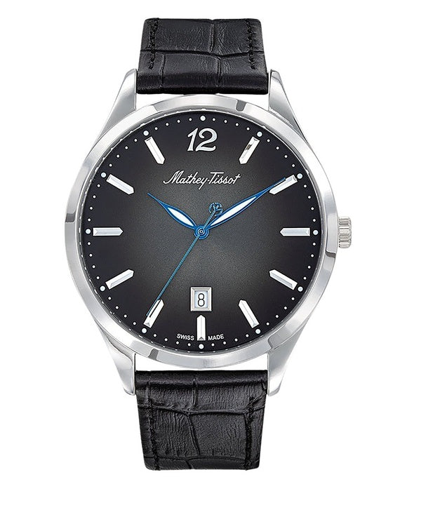 Orologio da uomo Mathey-Tissot Urban con cinturino in pelle e quadrante nero al quarzo H411AN