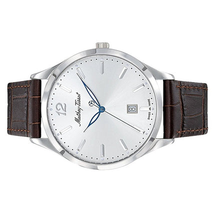 Orologio da uomo Mathey-Tissot Urban con cinturino in pelle e quadrante argentato al quarzo H411AS