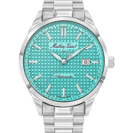 Orologio da uomo Mathey-Tissot Urban in acciaio inossidabile con quadrante turchese automatico H411ATIF