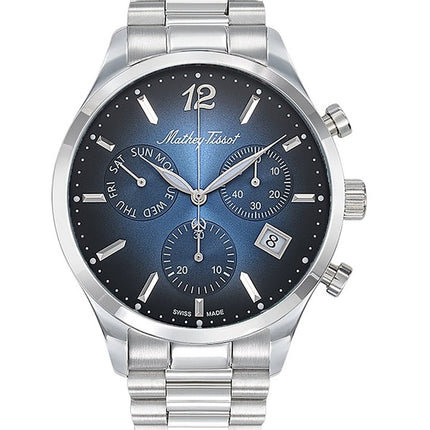 Orologio da uomo Mathey-Tissot Urban Chrono in acciaio inossidabile con quadrante blu al quarzo H411CHABU
