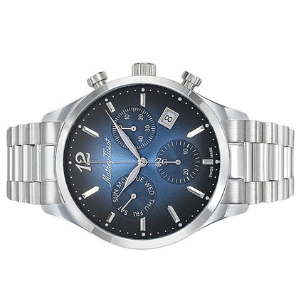 Orologio da uomo Mathey-Tissot Urban Chrono in acciaio inossidabile con quadrante blu al quarzo H411CHABU