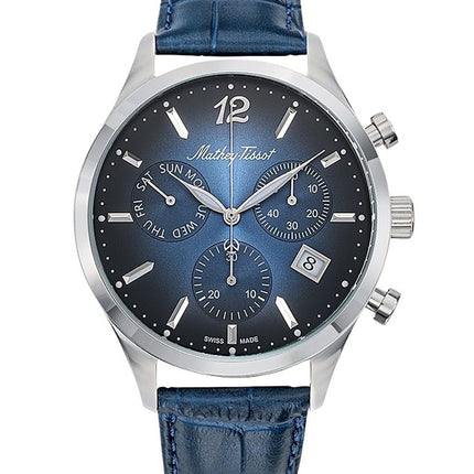 Orologio da uomo Mathey-Tissot Urban Chrono cinturino in pelle quadrante blu al quarzo H411CHALBU