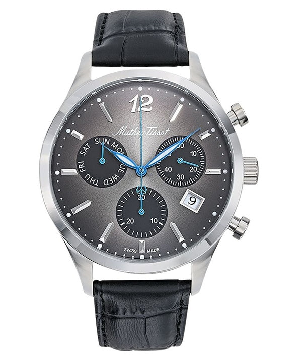 Orologio da uomo Mathey-Tissot Urban Chrono cinturino in pelle quadrante nero al quarzo H411CHALN