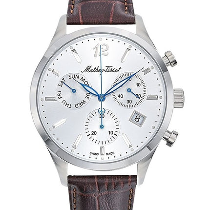 Orologio da uomo Mathey-Tissot Urban Chrono cinturino in pelle quadrante argento al quarzo H411CHALS
