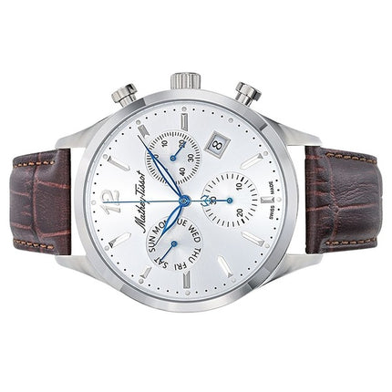 Orologio da uomo Mathey-Tissot Urban Chrono cinturino in pelle quadrante argento al quarzo H411CHALS