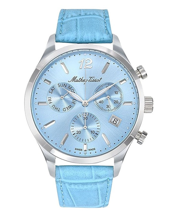 Orologio da uomo Mathey-Tissot Urban Chrono cinturino in pelle quadrante blu al quarzo H411CHALSKY