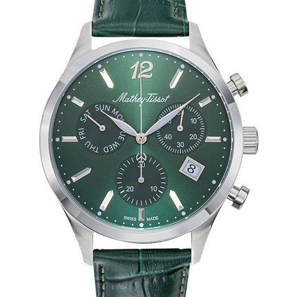 Orologio da uomo Mathey-Tissot cronografo urbano con cinturino in pelle quadrante verde al quarzo H411CHALV