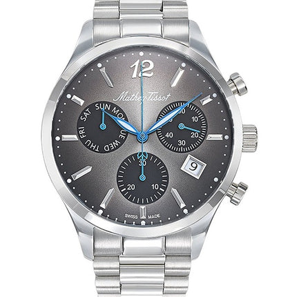 Orologio da uomo Mathey-Tissot Urban Chrono in acciaio inossidabile con quadrante nero al quarzo H411CHAN