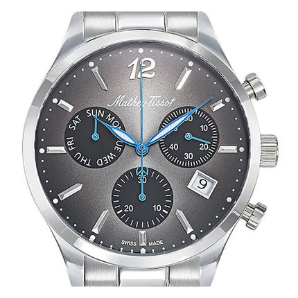 Orologio da uomo Mathey-Tissot Urban Chrono in acciaio inossidabile con quadrante nero al quarzo H411CHAN